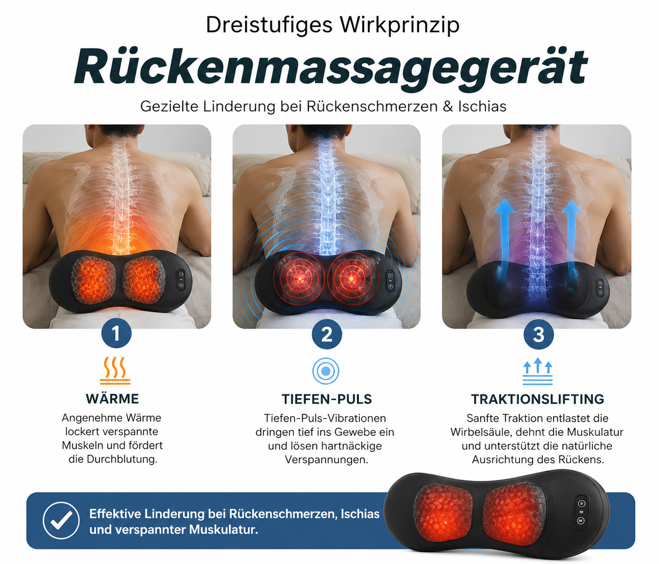 Orthopädisches Rückenmassagegerät - lindert Rückenbeschwerden und Ischias